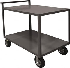 Durham - 1,500 Lb Capacity, 30" Wide x 60" Long x 39-1/2" High Service Cart - 2 Shelf, Steel, 2 Rigid/2 Swivel Casters - Benchmark Tooling