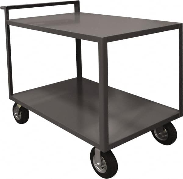 Durham - 1,500 Lb Capacity, 30.25" Wide x 54.25" Long x 36.33" High Service Cart - 2 Shelf, Steel, 2 Rigid/2 Swivel Casters - Benchmark Tooling