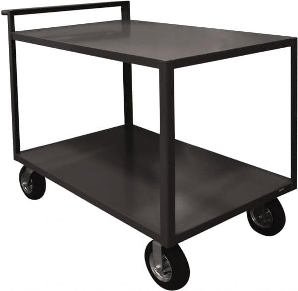 Durham - 1,500 Lb Capacity, 24" Wide x 48" Long x 39-7/16" High Service Cart - 2 Shelf, Steel, 2 Rigid/2 Swivel Casters - Benchmark Tooling