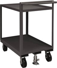 Durham - 1,500 Lb Capacity, 30" Wide x 48" Long x 41-1/16" High Service Cart - 2 Shelf, Steel, 2 Rigid/2 Swivel Casters - Benchmark Tooling