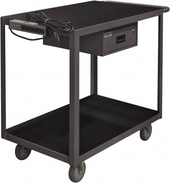 Durham - 1,200 Lb Capacity, 24" Wide x 36" Long x 36-1/8" High Instrument Cart - 1 Drawer, 2 Shelf, Steel, 2 Rigid/2 Swivel Casters - Benchmark Tooling