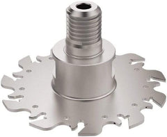 Seco - Modular Connection Connection, 0.0886 to 0.0984" Cutting Width, 1.1969" Depth of Cut, 100mm Cutter Diam, 11 Tooth Indexable Slotting Cutter - R335.10 Toolholder, 150.10 Insert, Right Hand Cutting Direction - Benchmark Tooling