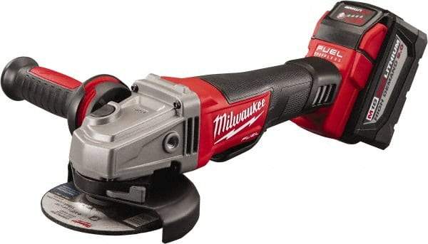 Milwaukee Tool - 4-1/2" Wheel Diam, 8,500 RPM, Cordless Angle & Disc Grinder - 5/8-11 Spindle - Benchmark Tooling