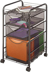 Safco - 15-3/4" Wide x 17" Long x 27" High File Cart - 3 Drawer, 1 Shelf, Steel - Benchmark Tooling