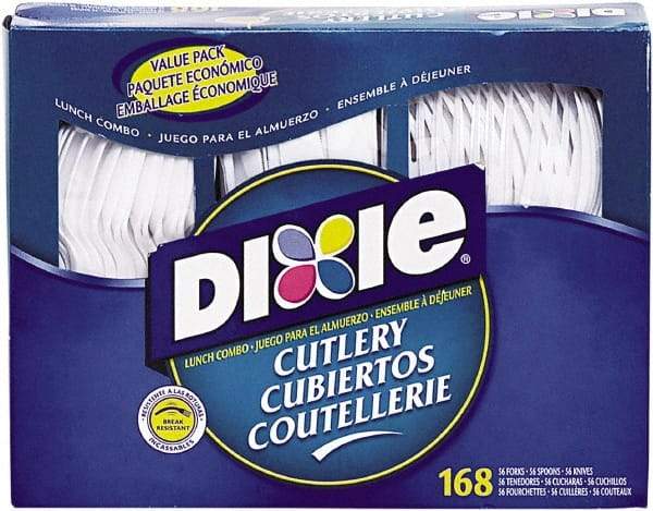 Dixie - Combo Pack, Tray with Plastic Utensils, 56 Forks, 56 Knives, 56 Spoons - White - Benchmark Tooling