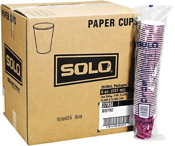 Solo - Bistro Design Hot Drink Cups, Paper, 12 oz, 50/Bag, 20 Bags/Carton - Maroon - Benchmark Tooling