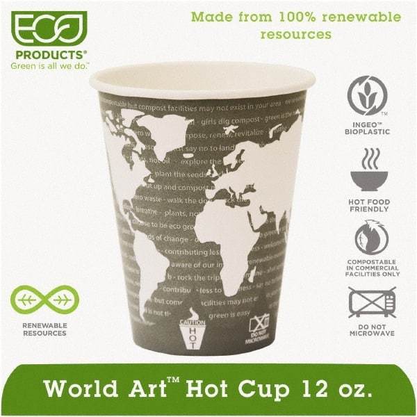 ECO PRODUCTS - World Art Renewable Compostable Hot Cups, 12 oz, 50/PK, 20 PK/CT - World Art Design - Benchmark Tooling