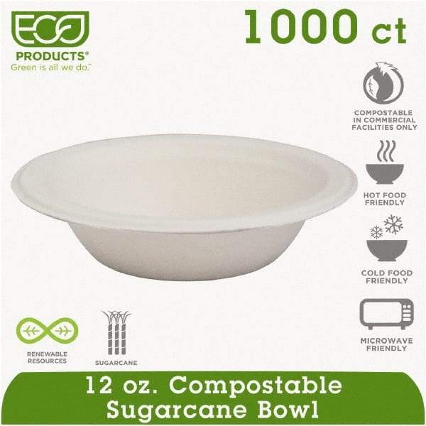 ECO PRODUCTS - Renewable & Compostable Sugarcane Bowls - 12 oz, 50/PK, 20 PK/CT - White - Benchmark Tooling