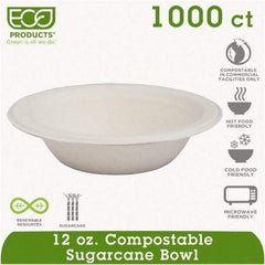 ECO PRODUCTS - Renewable & Compostable Sugarcane Bowls - 12 oz, 50/PK, 20 PK/CT - White - Benchmark Tooling