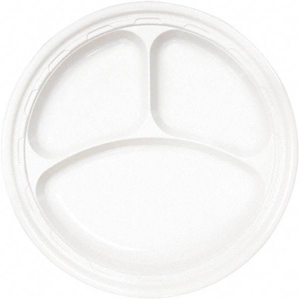 DART - Famous Service Plastic Dinnerware, Plate, 3-Comp, 10-1/4" Diam - White - Benchmark Tooling