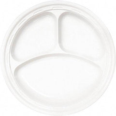 DART - Famous Service Plastic Dinnerware, Plate, 3-Comp, 10-1/4" Diam - White - Benchmark Tooling