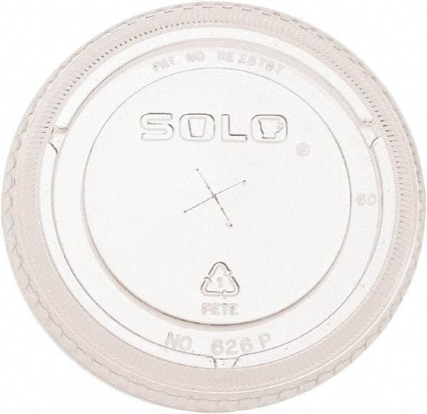 Solo - PETE Flat Straw-Slot Cold Cup Lids, Fits 16-24 oz, 100/Pack, 10 Packs/Carton - Clear - Benchmark Tooling