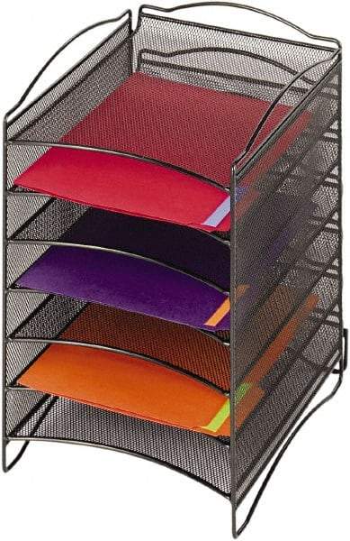 Safco - 10-1/4" Wide x 12-3/4" Deep x 15-1/4" High, 6 Compartments, Steel Desk Top Organizer - Black, 9-1/2" Compartment Width x 1" Compartment Depth x 12" Compartment Height - Benchmark Tooling