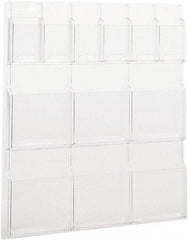 Safco - 30" Wide x 2" Deep x 34-3/4" High, 12 Compartments, Plastic Literature Display Board - Clear, 9-1/2" Compartment Width x 2" Compartment Depth x 9" Compartment Height - Benchmark Tooling