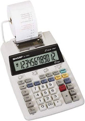 Sharp - LCD Printing Calculator - 5-7/8 x 8-7/8 Display Size, White, AC & Battery Powered, 3" Long x 6.4" Wide - Benchmark Tooling