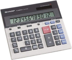 Sharp - LCD Portable Calculator - 7-1/4 x 6-7/8 Display Size, Light Gray, Battery & Solar Powered, 1.2" Long x 8.7" Wide - Benchmark Tooling