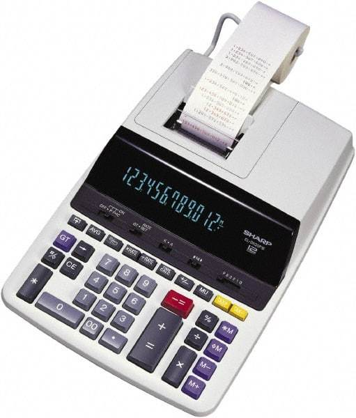 Sharp - Fluorescent Printing Calculator - 17mm Display Size, Light Gray, AC Powered, 16.1" Long x 10" Wide - Benchmark Tooling