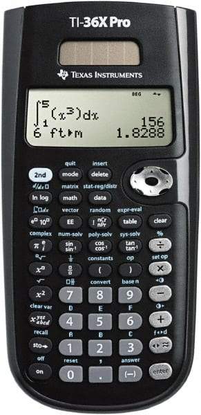 Texas Instruments - LCD Scientific Calculator - 3-3/8 x 7-1/4 Display Size, Black, Battery & Solar Powered, 9.7" Long x 6-1/2" Wide - Benchmark Tooling