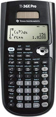 Texas Instruments - LCD Scientific Calculator - 3-3/8 x 7-1/4 Display Size, Black, Battery & Solar Powered, 9.7" Long x 6-1/2" Wide - Benchmark Tooling