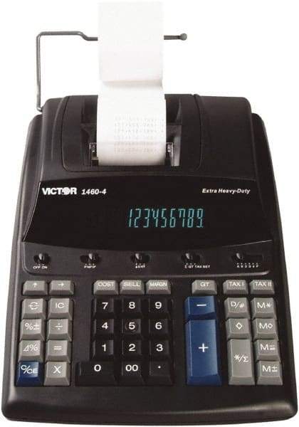 Victor - Fluorescent Printing Calculator - 8-1/2 x 12-1/4 Display Size, Black, AC Powered, 15.6" Long x 10-1/2" Wide - Benchmark Tooling