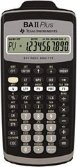 Texas Instruments - LCD Financial Calculator - 3 x 6 Display Size, Black, Battery Powered, 2.4" Long x 6-1/2" Wide - Benchmark Tooling