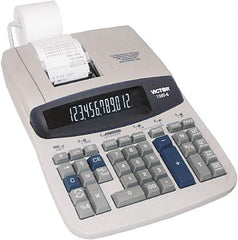 Victor - Fluorescent Printing Calculator - 8-3/4 x 12-1/2 Display Size, Light Gray, AC Powered, 6" Long x 11.9" Wide - Benchmark Tooling