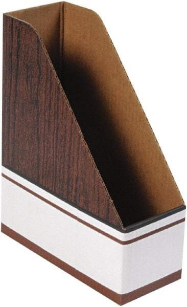 BANKERS BOX - White & Wood Grain Magazine Stand - Corrugated Cardboard - Benchmark Tooling