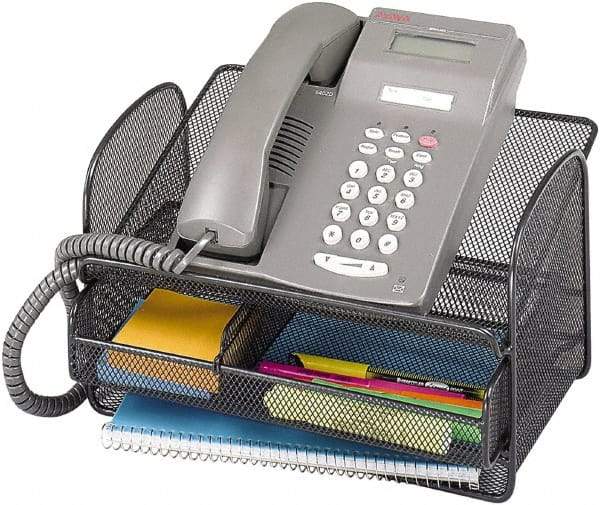 Safco - Black Desktop Telephone Stand - Steel, Mesh - Benchmark Tooling