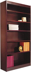 ALERA - 6 Shelf, 72" High x 35-5/8" Wide Bookcase - 11-1/2" Deep, Wood Veneer, Mahogany - Benchmark Tooling