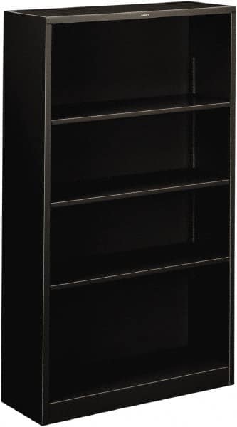 Hon - 4 Shelf, 59" High x 34-1/2" Wide Bookcase - 11-3/4" Deep, Steel, Black - Benchmark Tooling