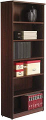 ALERA - 6 Shelf, 80-3/8" High x 31-3/4" Wide Bookcase - 14" Deep, Woodgrain Laminate, Mahogany - Benchmark Tooling