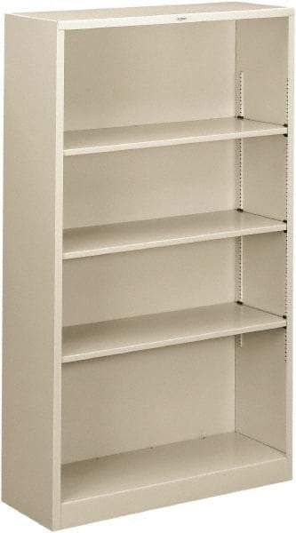 Hon - 4 Shelf, 59" High x 34-1/2" Wide Bookcase - 13-1/2" Deep, Steel, Light Gray - Benchmark Tooling