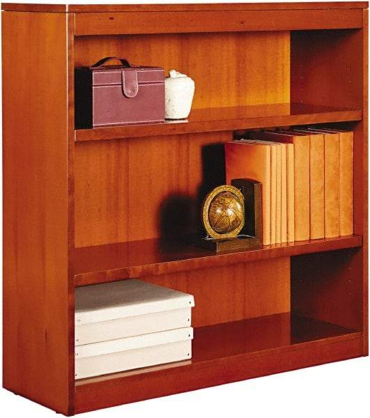 ALERA - 3 Shelf, 36" High x 35-5/8" Wide Bookcase - 13-1/8" Deep, Wood Veneer, Medium Cherry - Benchmark Tooling