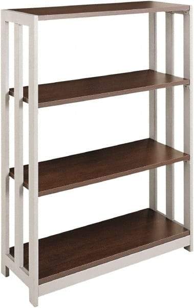 Linea Italia - 3 Shelf, 43-1/4" High x 31-1/2" Wide Bookcase - 11-1/2" Deep, Woodgrain Laminate, Mocha - Benchmark Tooling