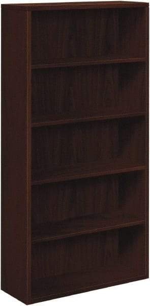 Hon - 5 Shelf, 71" High x 36" Wide Bookcase - 12-5/8" Deep, Woodgrain Laminate, Mahogany - Benchmark Tooling