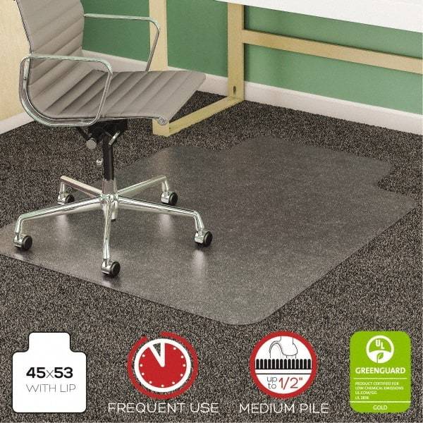 Deflect-o - 53" Long x 45" Wide, Chair Mat - Rectangular, Beveled Edge Style - Benchmark Tooling