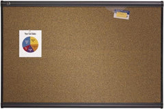 Quartet - 48" Wide x 36" High Open Cork Bulletin Board - Brown - Benchmark Tooling