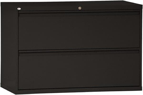 ALERA - 42" Wide x 28-3/8" High x 19-1/4" Deep, 2 Drawer Lateral File - Steel, Black - Benchmark Tooling