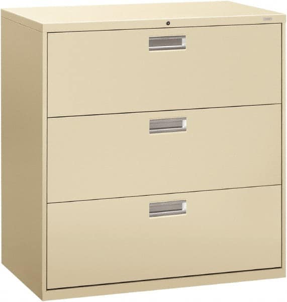 Hon - 42" Wide x 40-7/8" High x 19-1/4" Deep, 3 Drawer Lateral File - Steel, Putty - Benchmark Tooling