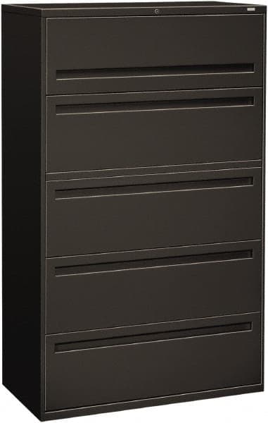 Hon - 42" Wide x 67" High x 19-1/4" Deep, 5 Drawer Roll-Out, Roll-Out Posting - Steel, Charcoal - Benchmark Tooling