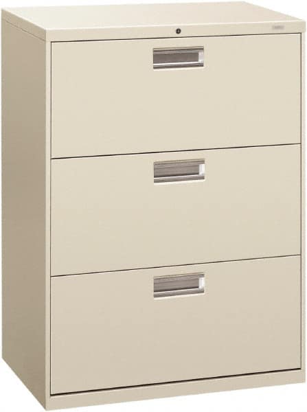 Hon - 30" Wide x 40-7/8" High x 19-1/4" Deep, 3 Drawer Roll-Out - Steel, Light Gray - Benchmark Tooling