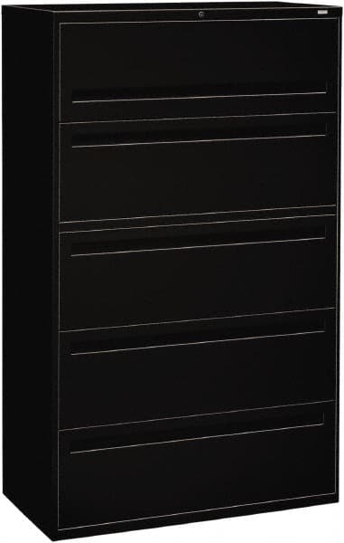 Hon - 42" Wide x 67" High x 19-1/4" Deep, 5 Drawer Roll-Out, Roll-Out Posting - Steel, Black - Benchmark Tooling