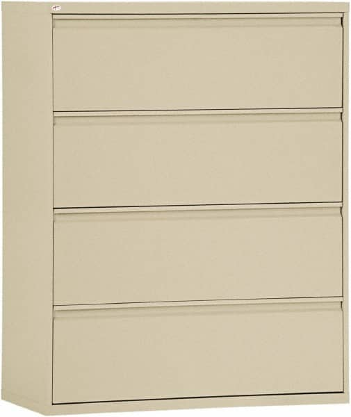 ALERA - 42" Wide x 53-1/4" High x 19-1/4" Deep, 4 Drawer Lateral File - Steel, Putty - Benchmark Tooling