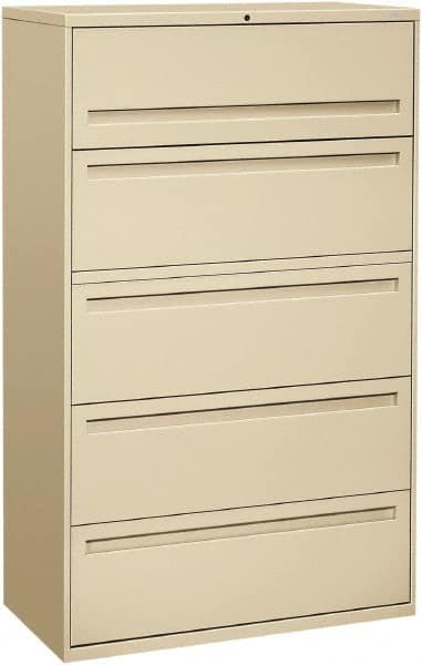 Hon - 42" Wide x 67" High x 19-1/4" Deep, 5 Drawer Roll-Out, Roll-Out Posting - Steel, Putty - Benchmark Tooling