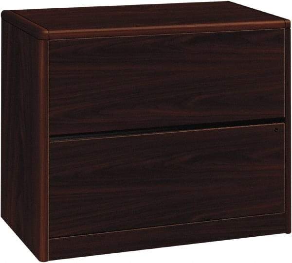 Hon - 36" Wide x 29-1/2" High x 20" Deep, 2 Drawer Lateral File - Laminate, Mahogany - Benchmark Tooling