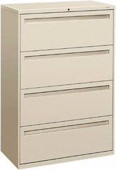 Hon - 36" Wide x 53-1/4" High x 19-1/4" Deep, 4 Drawer Lateral File - Steel, Light Gray - Benchmark Tooling