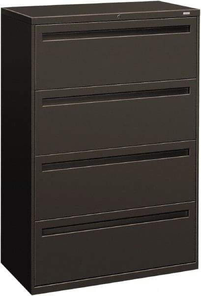 Hon - 36" Wide x 53-1/4" High x 19-1/4" Deep, 4 Drawer Lateral File - Steel, Charcoal - Benchmark Tooling