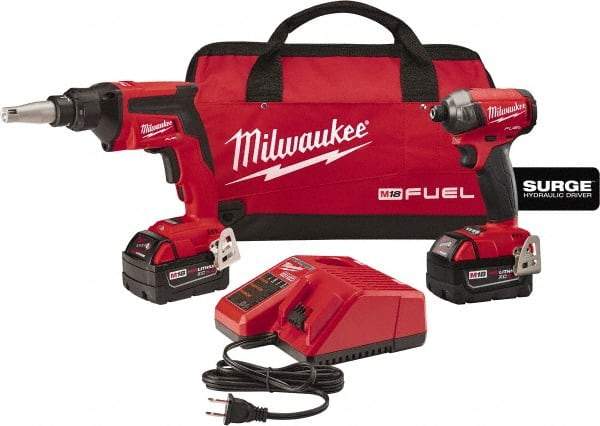 Milwaukee Tool - 18 Volt Cordless Tool Combination Kit - Includes Screwgun & Impact Driver, Lithium-Ion Battery Included - Benchmark Tooling