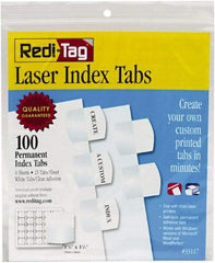 Redi-Tag - 1" 100 Tabs, Self-Adhesive, Index Tab - White - Benchmark Tooling