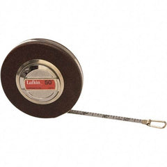 Lufkin - 50' x 3/8" Silver Steel Blade Tape Measure - 1/16" Graduation, Inch Graduation Style, Black Steel Case - Benchmark Tooling